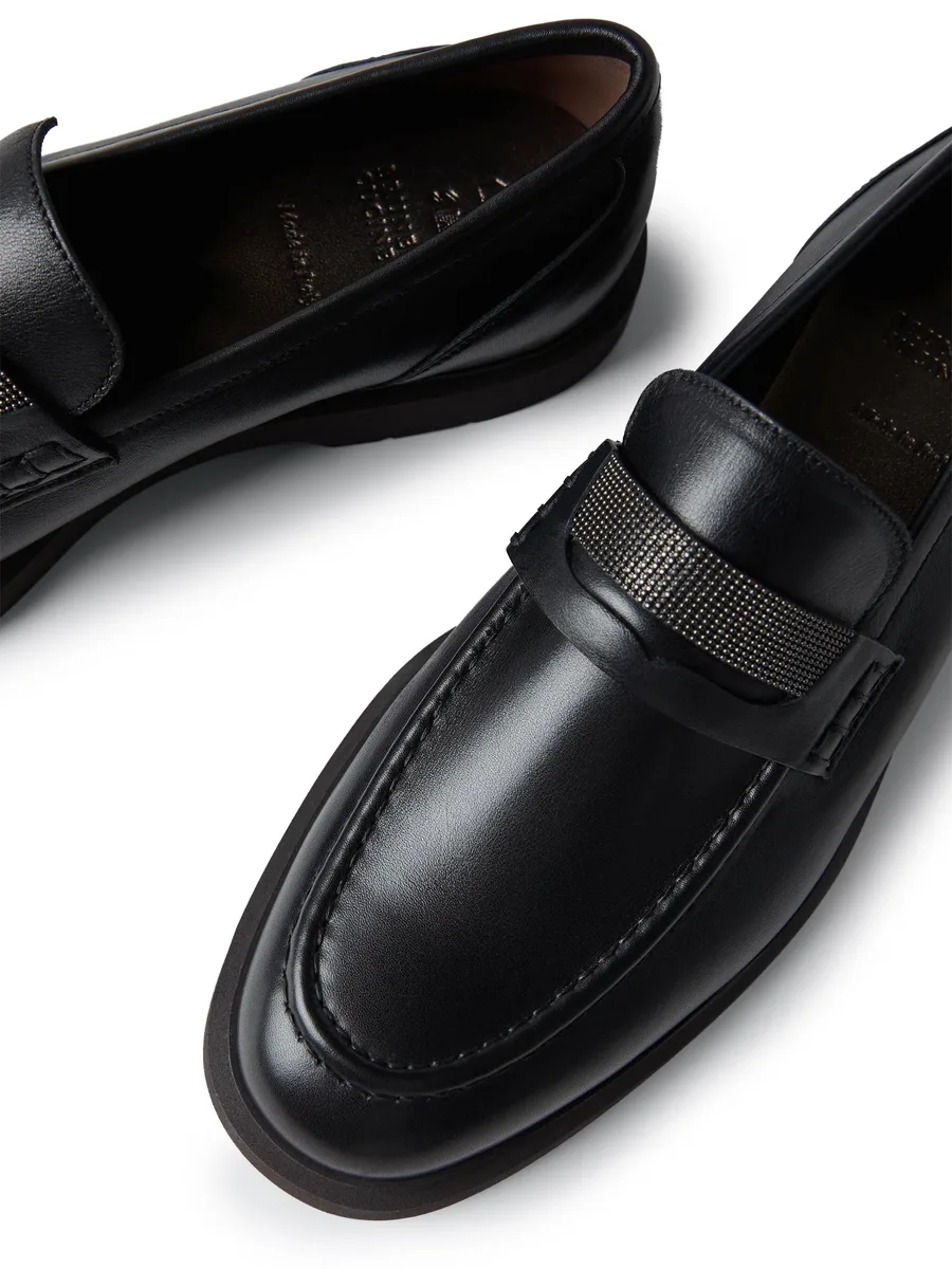 monili-embellished leather penny loafers 8