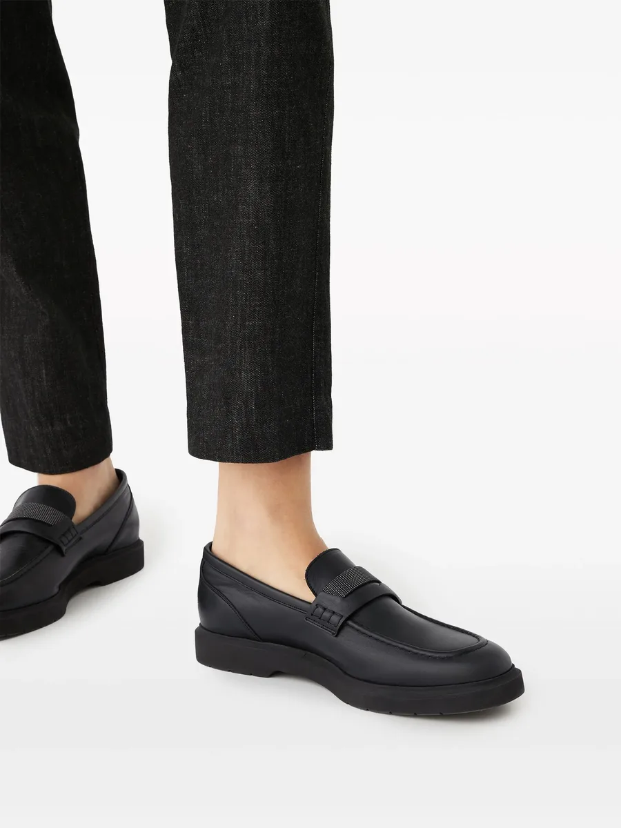 monili-embellished leather penny loafers 9
