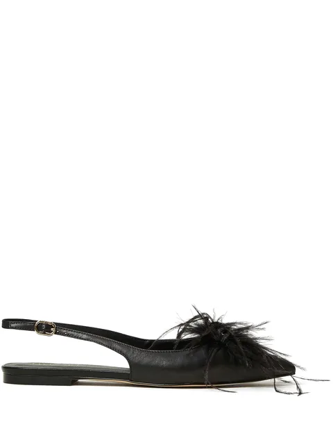 feather-detail slingback ballet flats