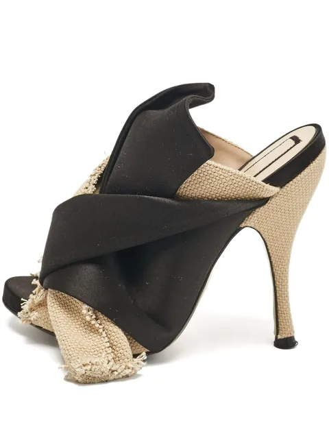 pre-owned 100mm frayed cross-strap sandals