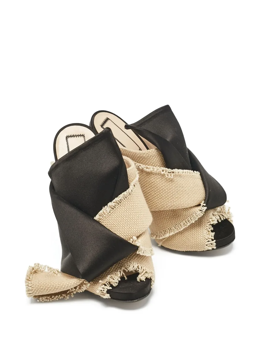 pre-owned 100mm frayed cross-strap sandals 5