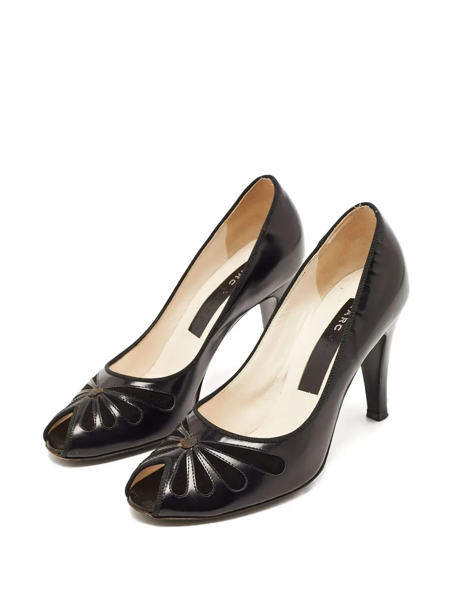 85mm leather flower cut-out pumps 3