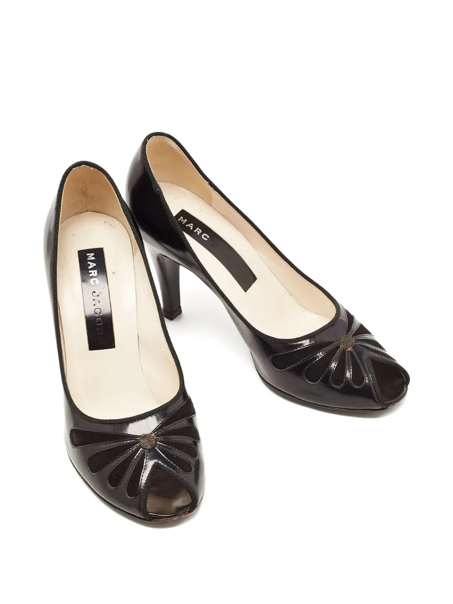85mm leather flower cut-out pumps 5