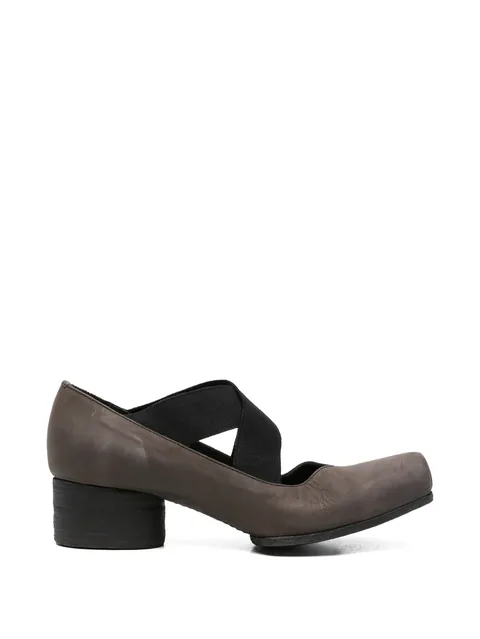 block-heel leather heeled pumps