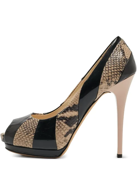 120mm embossed-leather pumps