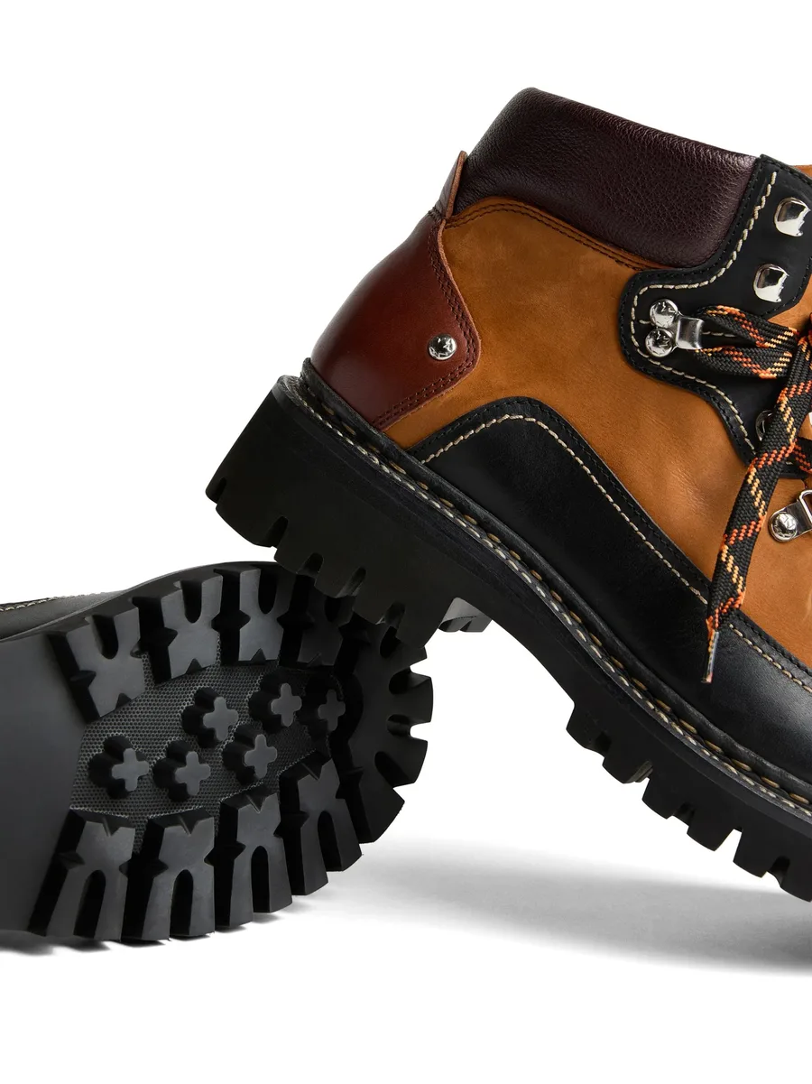 panelled leather hiking boots 7