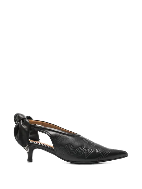 bow-detail embroidered pumps