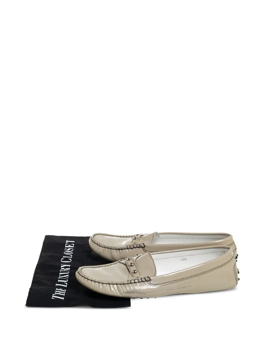 Patent Leather Pebble Detail Loafers 9
