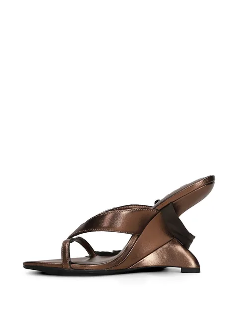 tie-fastening wedge sandals