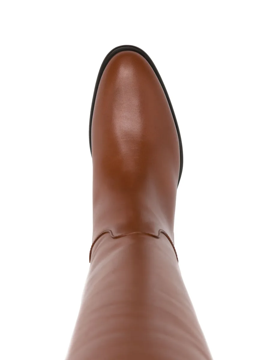 debossed-logo leather boots 8