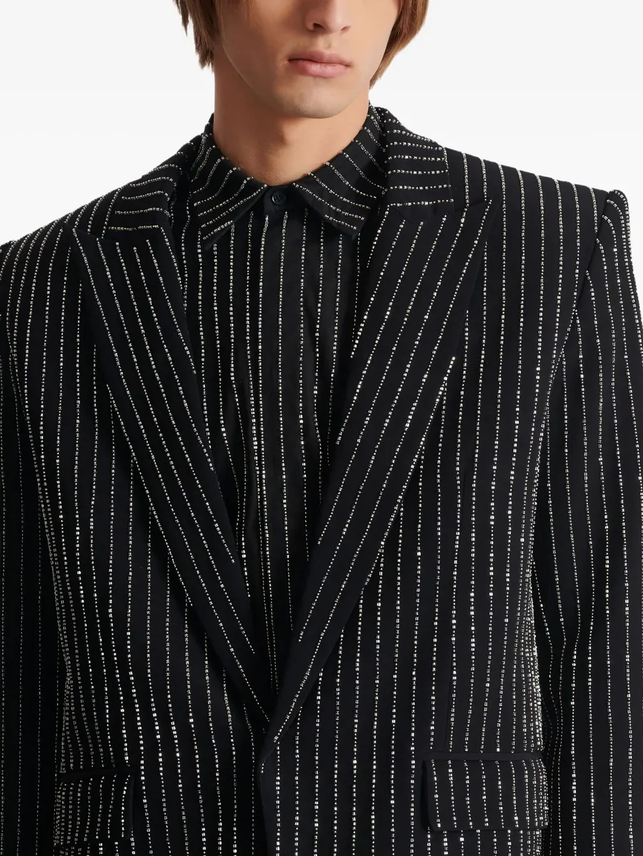 crystal-striped single-button jacket 10