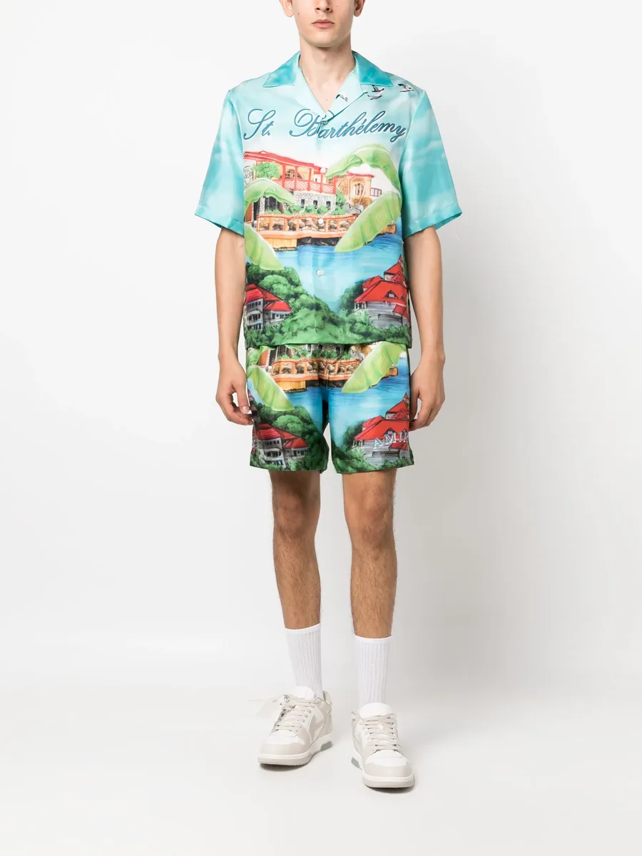 Eden graphic-print silk shorts 3