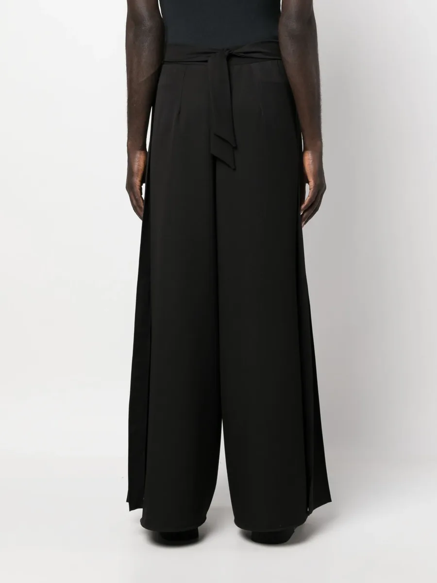 tie-fastening wide-leg trousers 9