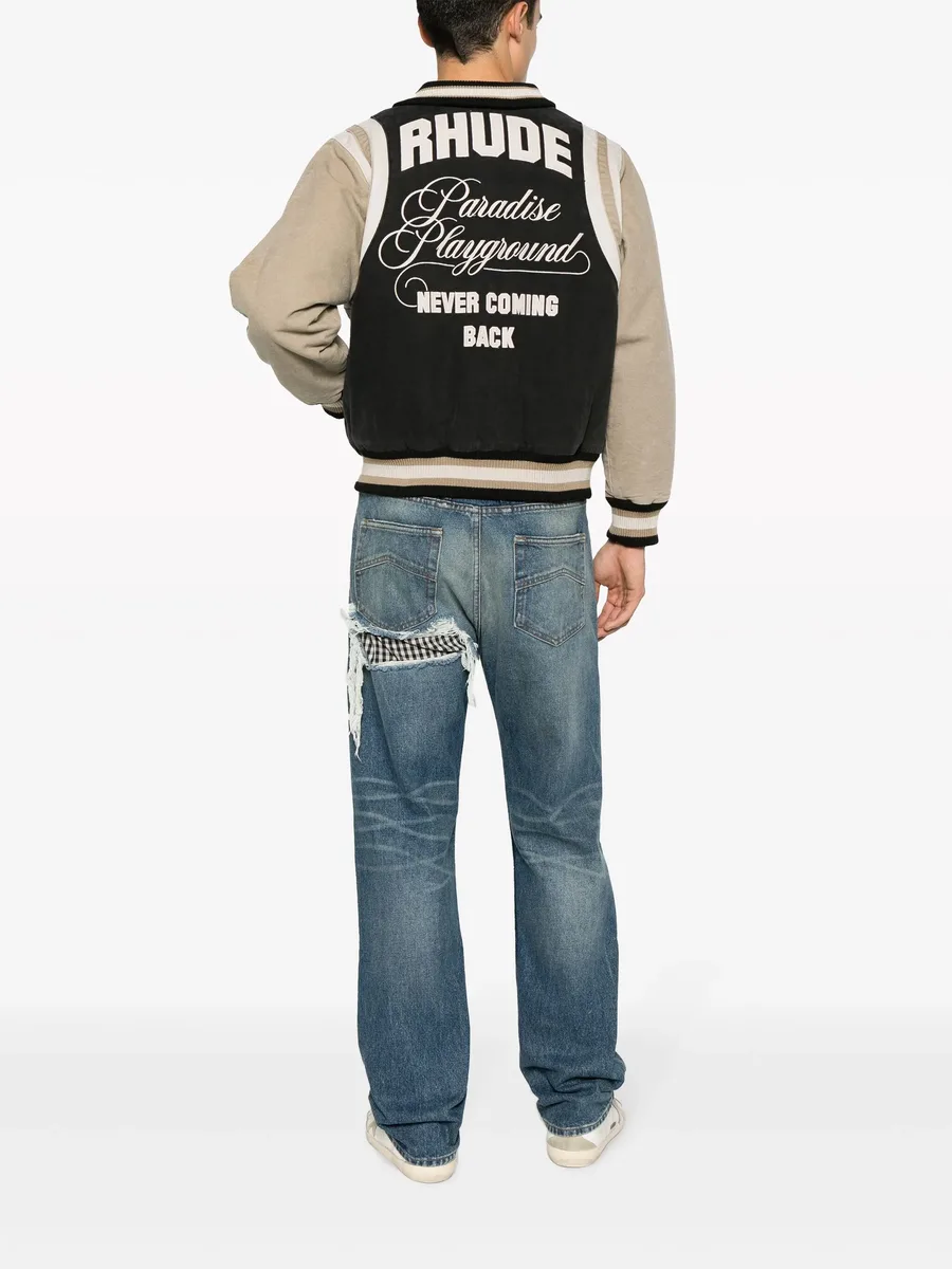 logo-embroidered canvas bomber jacket 3
