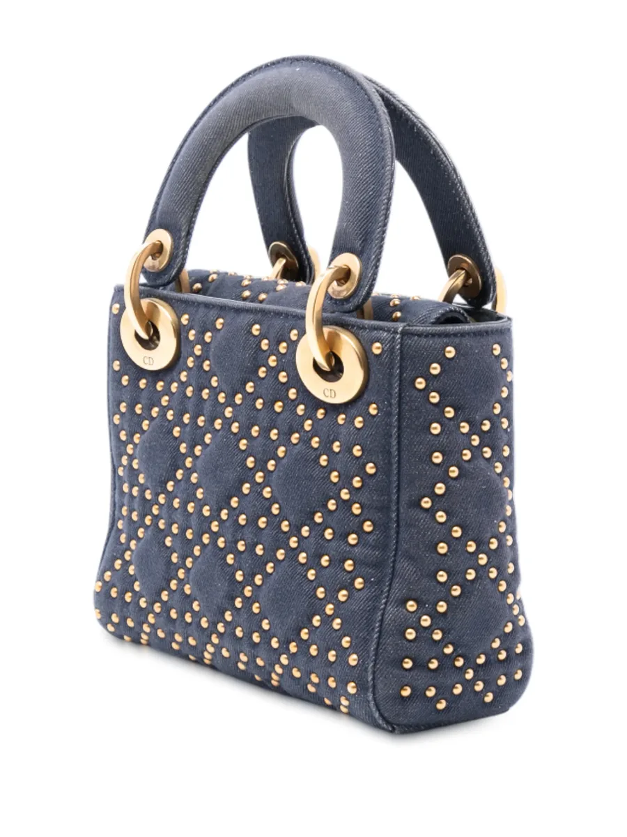 маленькая сумка-сэтчел Cannage Studded Supple Lady Dior (2017 год) 5