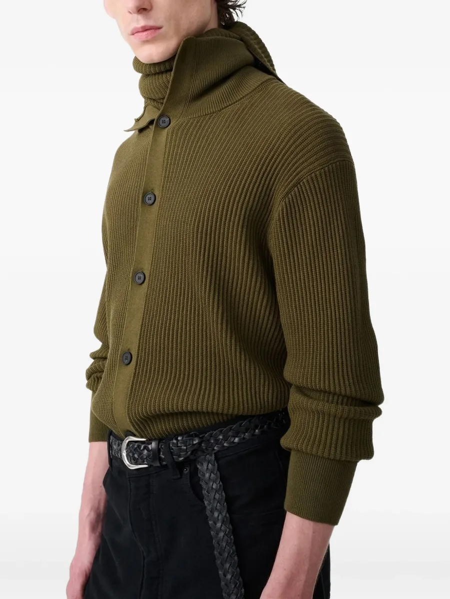 Oran ribbed-knit high-neck cardigan 5