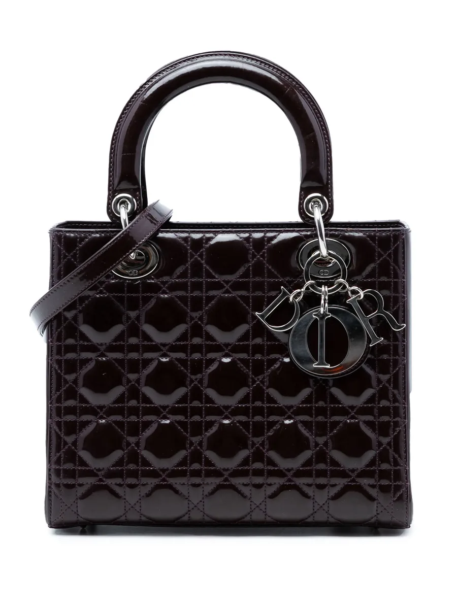 лакированная сумка-сэтчел Cannage Lady Dior среднего размера (2009 год) 2
