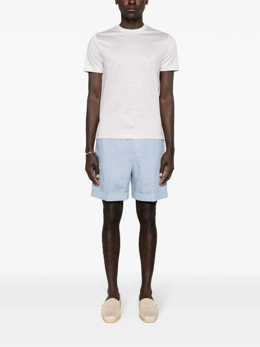 slub-texture linen shorts 4