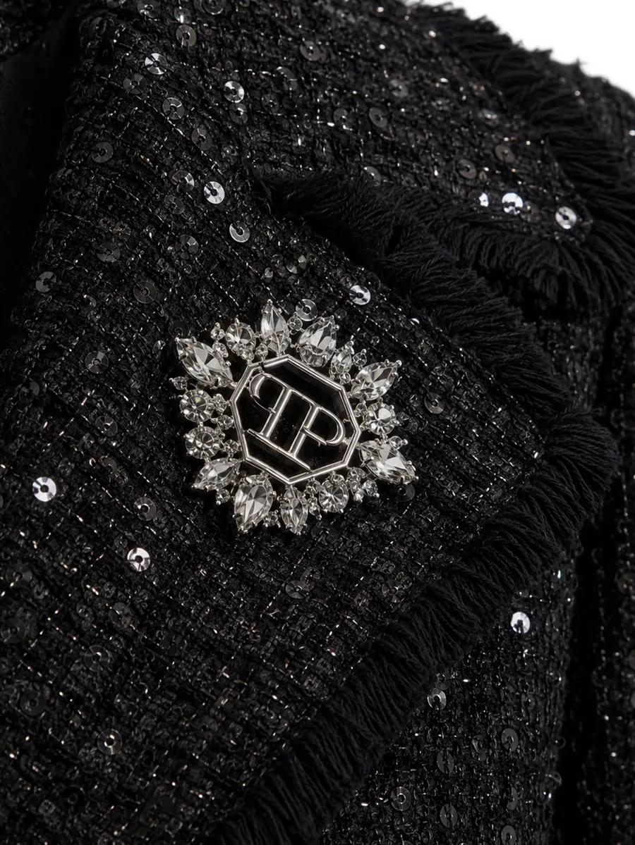 tweed long coat paillettes 5