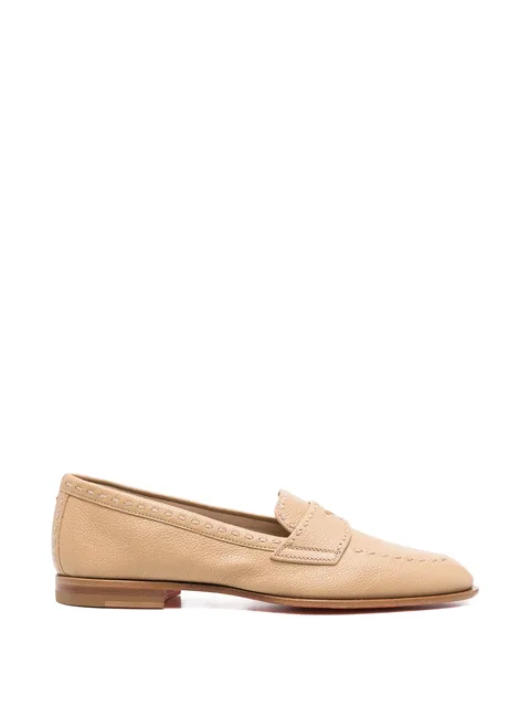 topstitched leather loafers