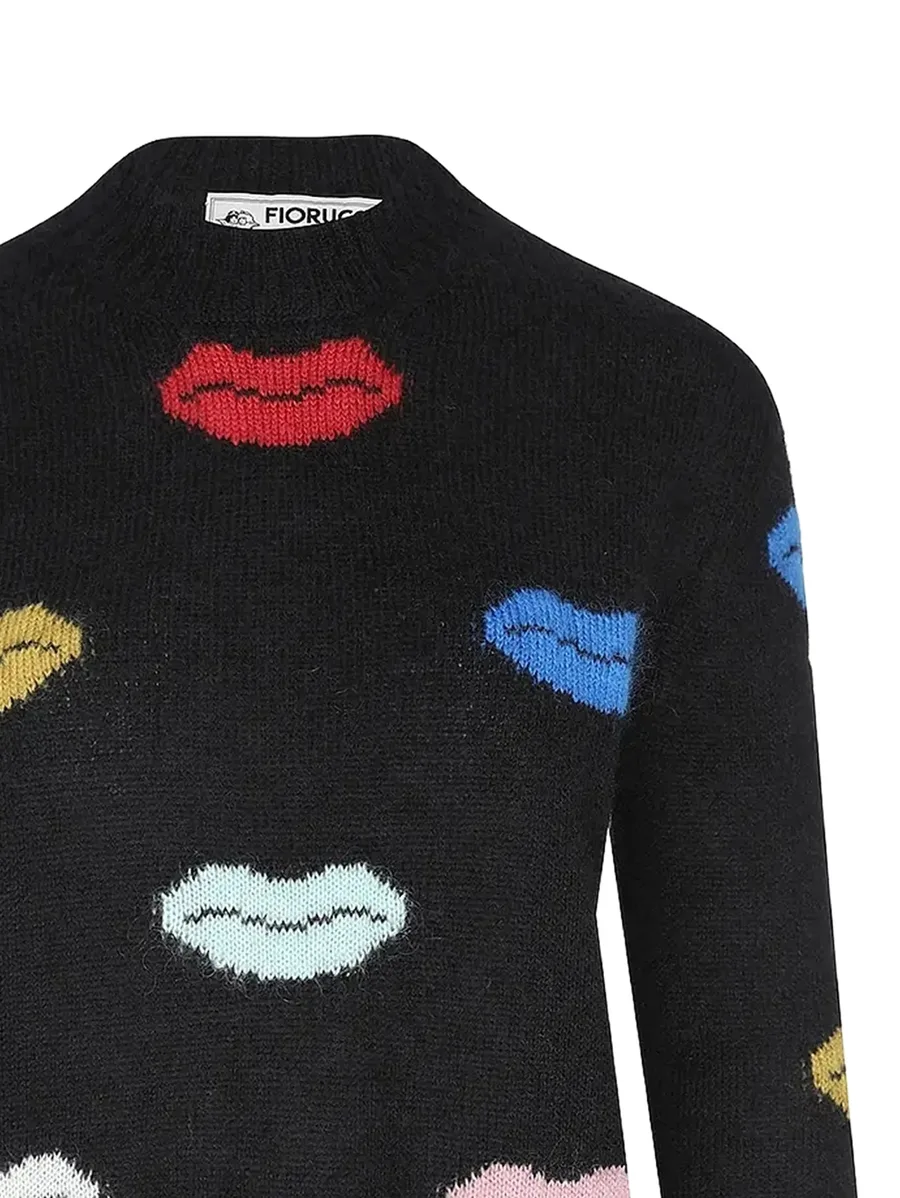 Lips-motif intarsia-knit sweater 2