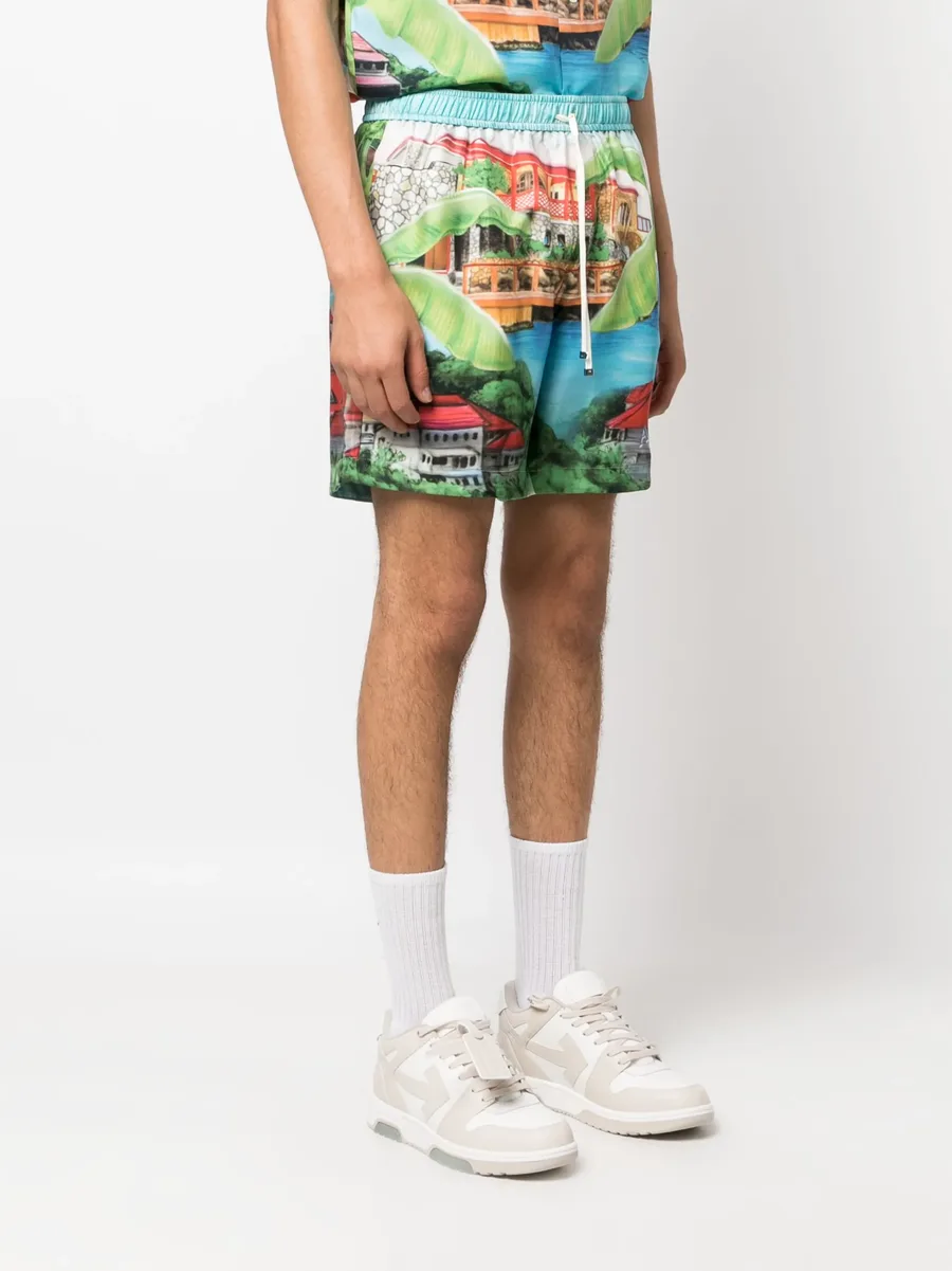 Eden graphic-print silk shorts 5