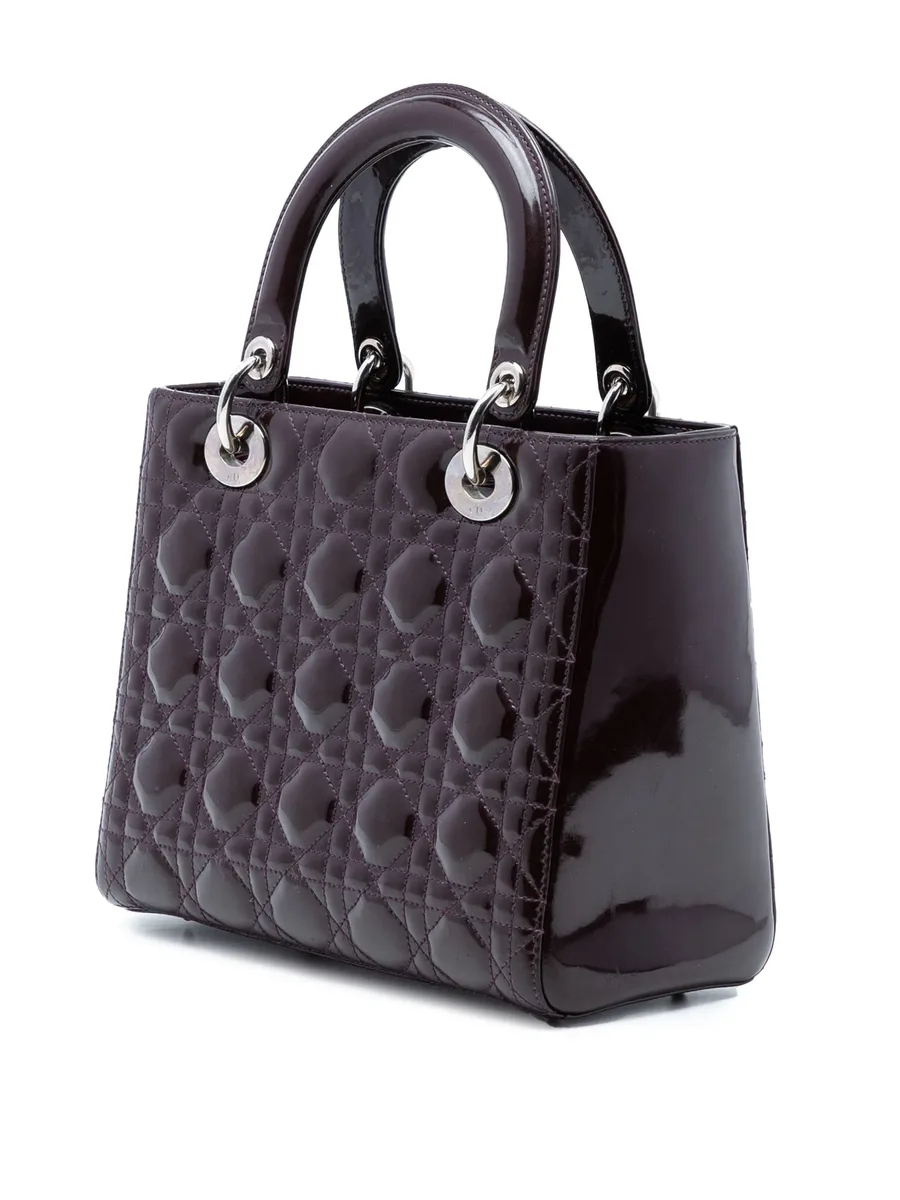 лакированная сумка-сэтчел Cannage Lady Dior среднего размера (2009 год) 5