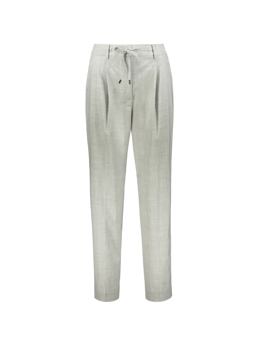 elasticated-waist drawstring trousers 1