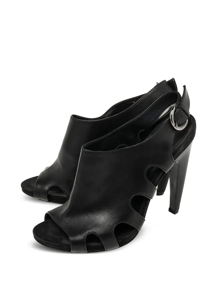pre-owned 110mm patent leather cutout sandals 6