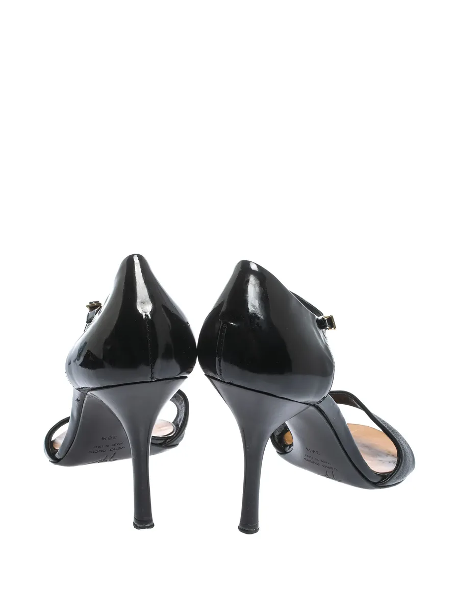 pre-owned 95mm patent leather buckle sandals 5