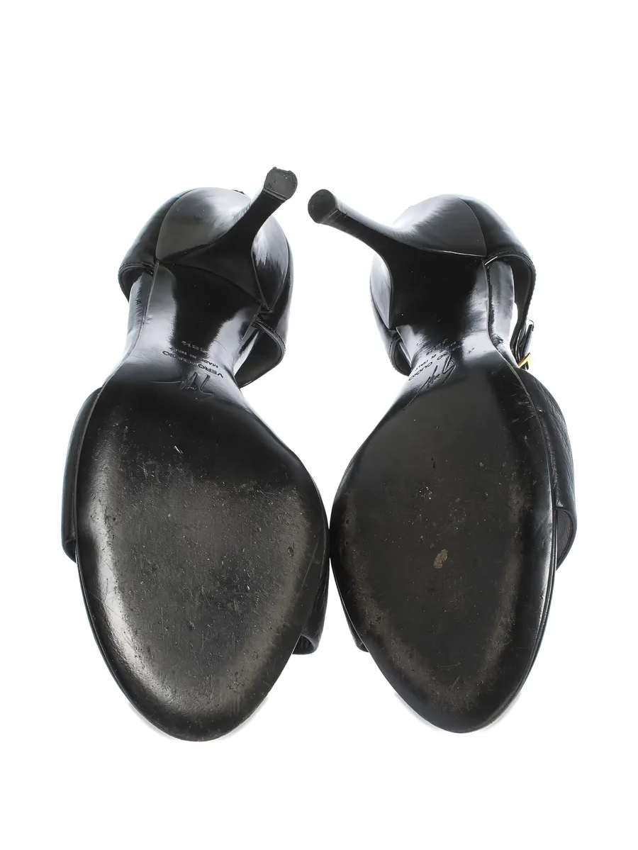 pre-owned 95mm patent leather buckle sandals 8