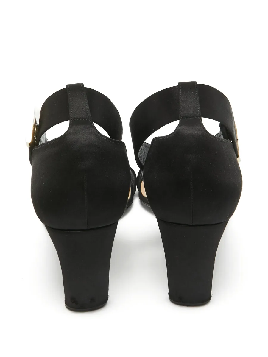 pre-owned 75mm satin ankle-strap heels 14