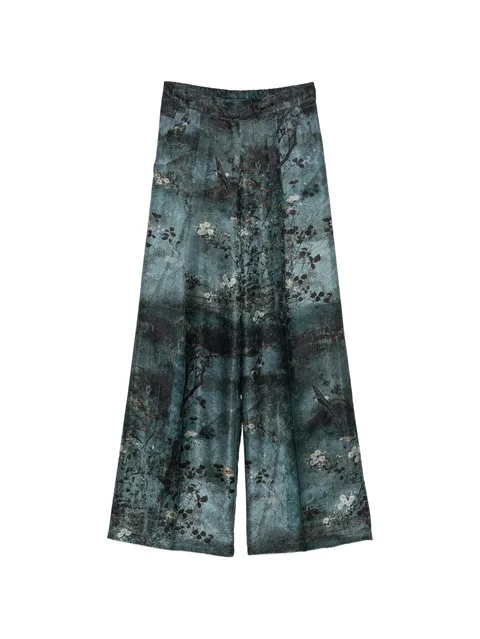 abstract-print wide-leg trousers