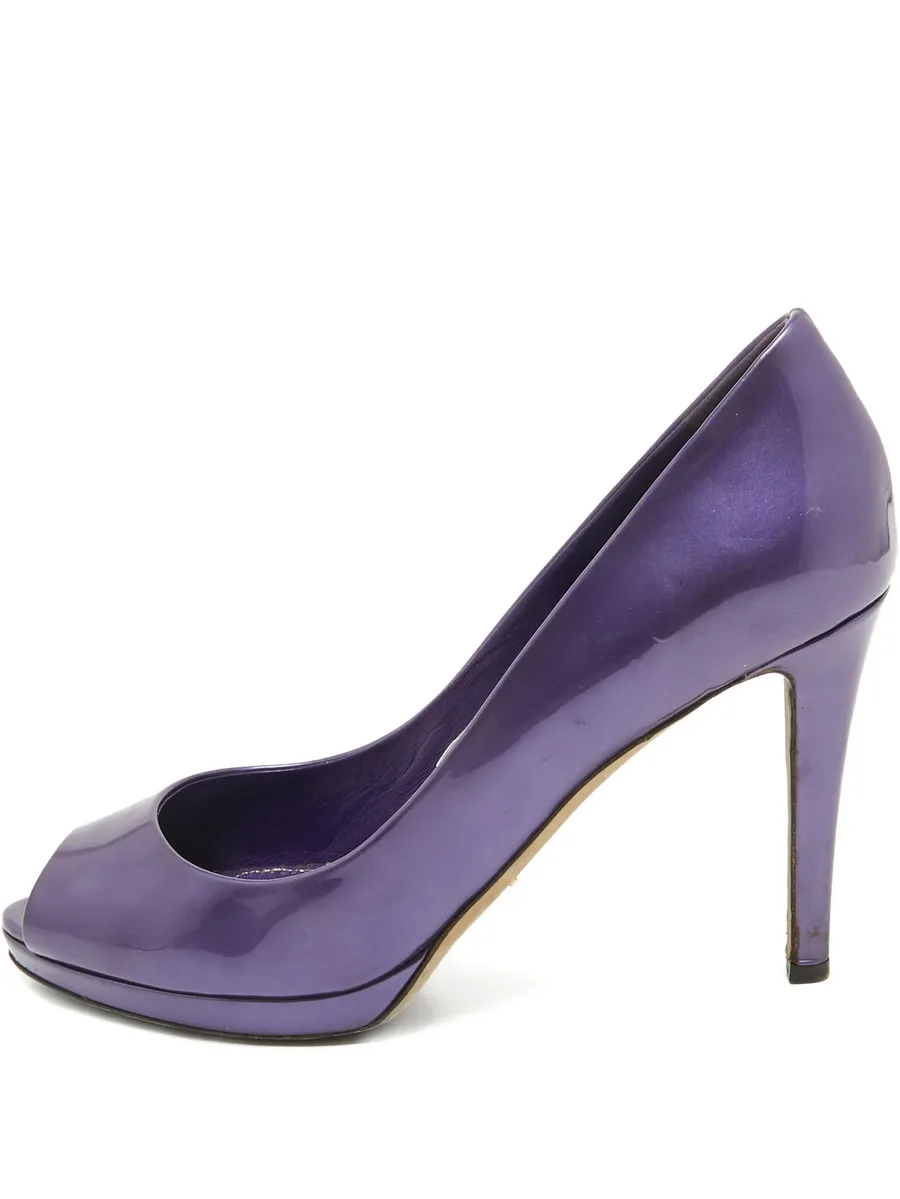 pre-owned 105mm patent-finish pumps 2