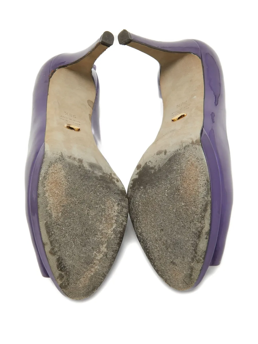 pre-owned 105mm patent-finish pumps 7