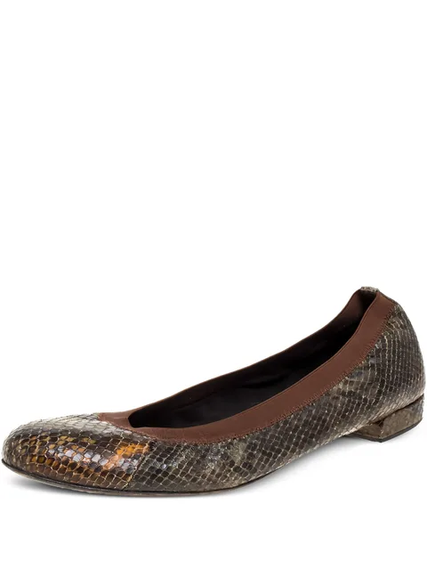 python embossed leather ballet flats