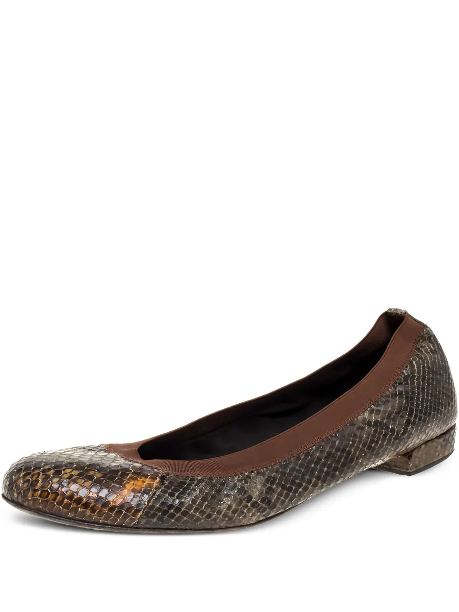 python embossed leather ballet flats 2
