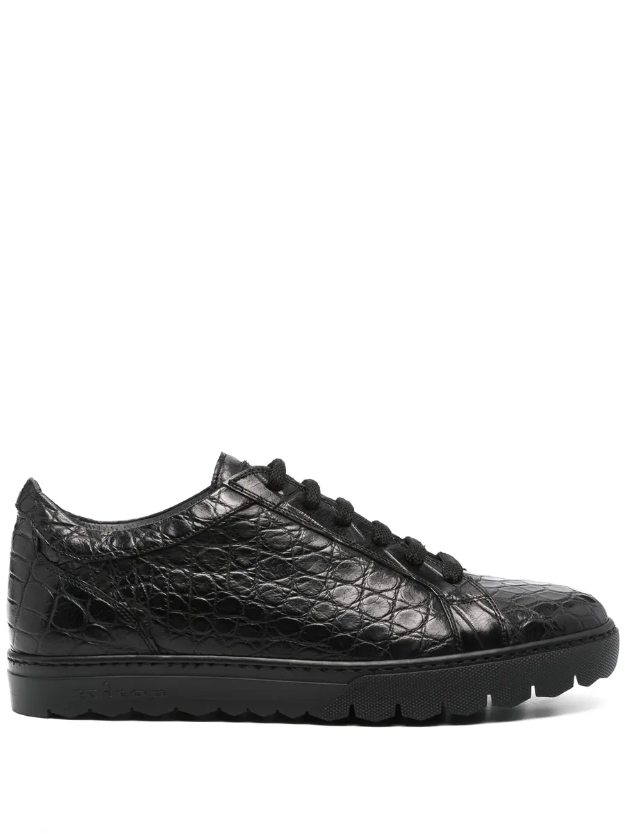 crocodile-embossed leather sneakers 1