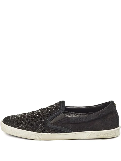 crystal-embellished slip-on sneakers