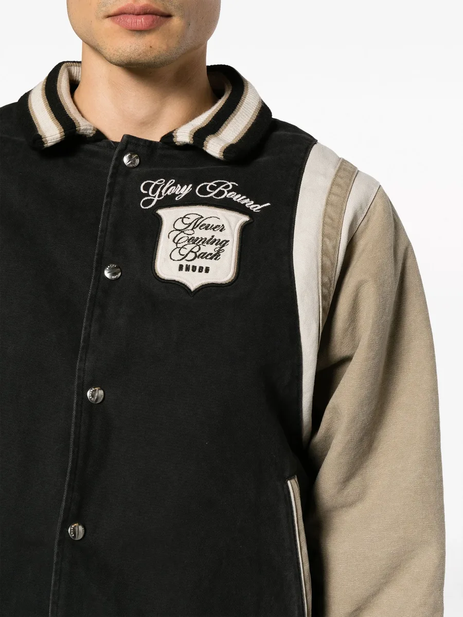 logo-embroidered canvas bomber jacket 10