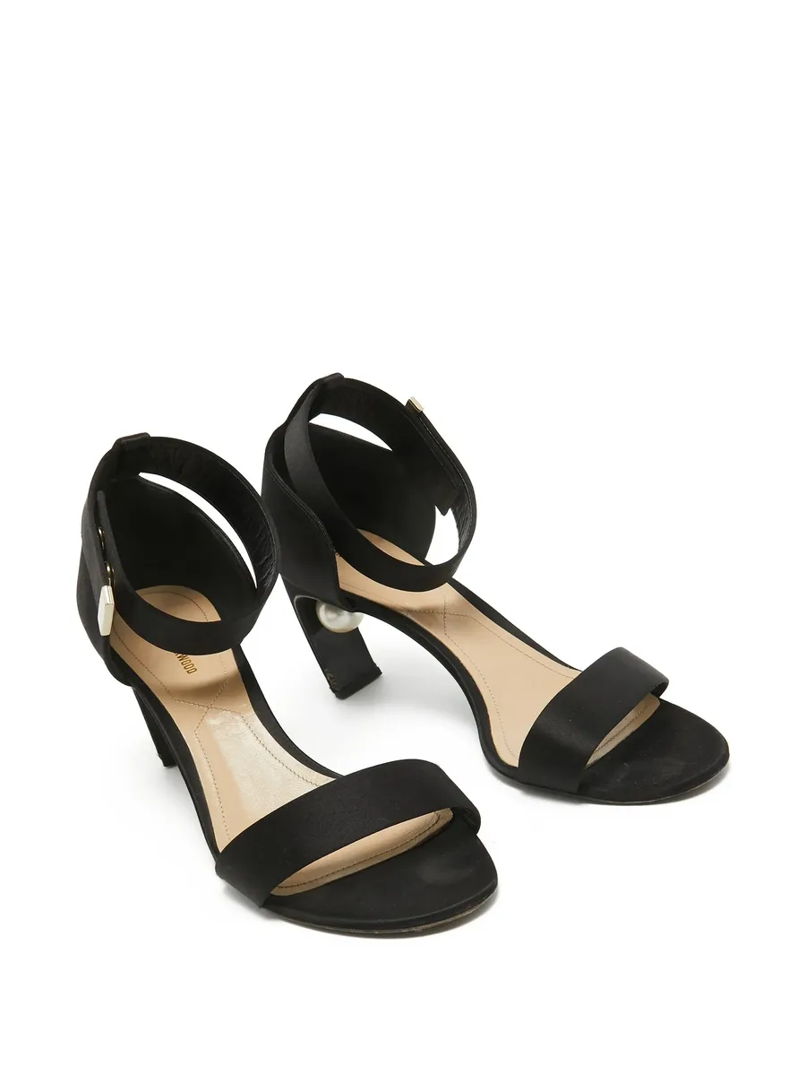 pre-owned 75mm satin ankle-strap heels 5
