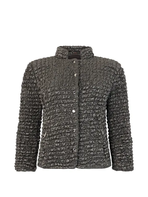 ruched mock-neck jacket
