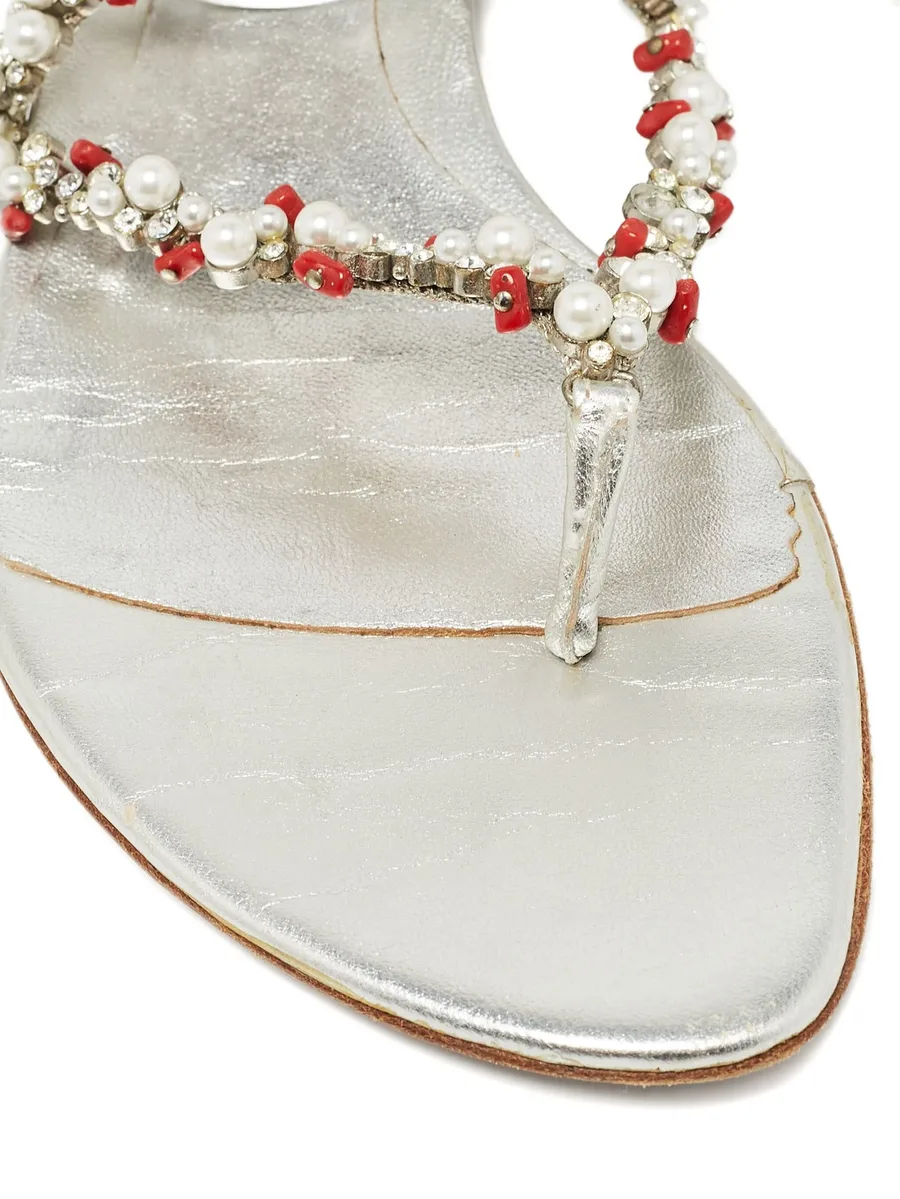 pearl-embellishment leather sandals 8