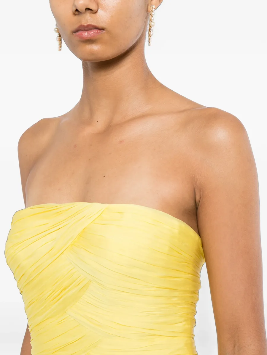 strapless draped silk-chiffon gown 5