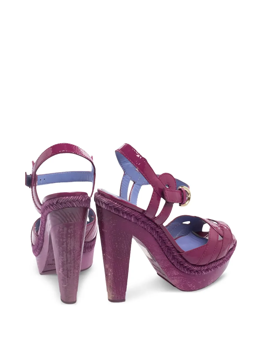 pre-owned 130mm leather platform sandals 8
