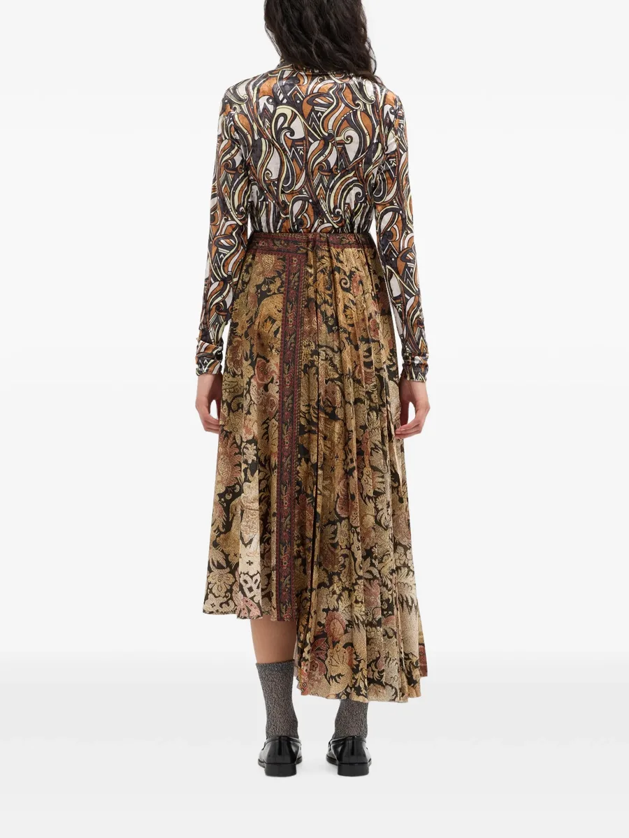 Ceto tapestry-print asymmetric midi skirt 4