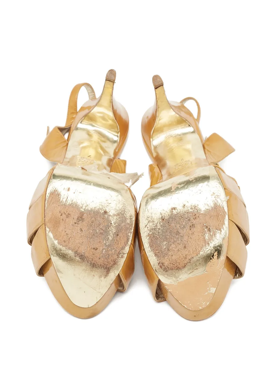 pre-owned 150mm platform cross-strap sandals 9
