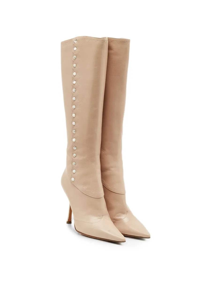 bead-embellished leather boots 9