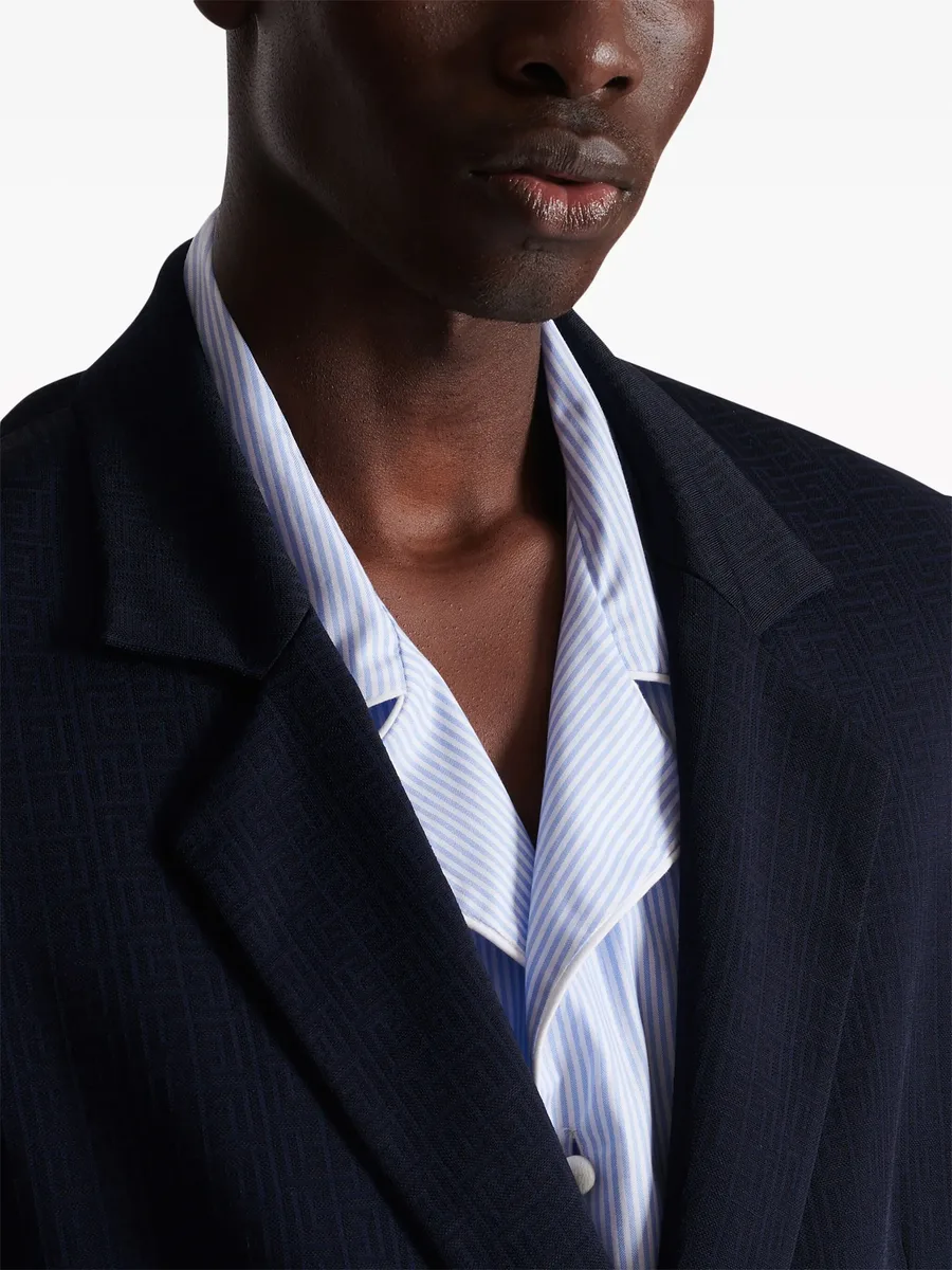 monogram-pattern double-breasted blazer 11