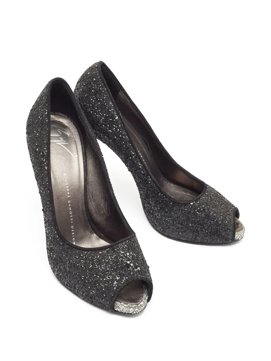 100mm Glitter peep-toe pumps 4